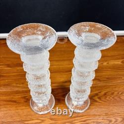2 X Signed Iittala Festivo Glass Timo Sarpaneva Finland 6 Ring Candle Holders