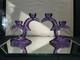 2 Double Light Taper Candlesticks Candle Holder Crystal Glass Purple Alexandrite