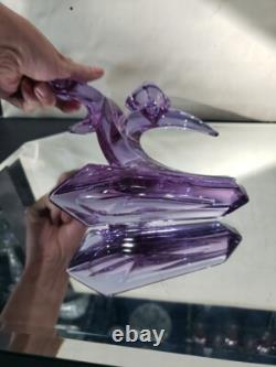 2 double light Taper Candlesticks Candle holder crystal glass Purple Alexandrite
