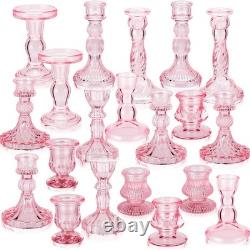 20 Pcs Glass Crystal Taper Candle Holders Clear Glass Candlestick Holder Fit