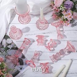 20 Pcs Glass Crystal Taper Candle Holders Clear Glass Candlestick Holder Fit