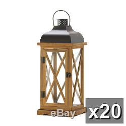 20 bulk Modern metal wood Garden Candle Lantern holder wedding table centerpiece
