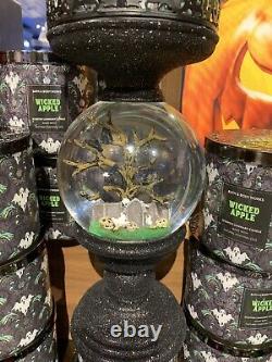 2021 Bath & Body Works Halloween Water Globe Light Up 3 Wick Candle Holder, NEW