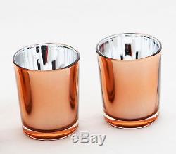 24 Copper Glass Tealight Votive Candle Holder Wedding Parties Table Bling Decor