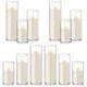 24 Pcs Ivory White Pillar Candles Glass Candle Holders Cylinder Vases Homjoy