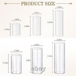 24 PCS Ivory White Pillar Candles Glass Candle Holders Cylinder Vases Homjoy