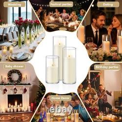 24 PCS Ivory White Pillar Candles Glass Candle Holders Cylinder Vases Homjoy