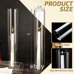 24 Pcs 2.5W X 14H Hurricane Candle Holder Sleeve Bottomless Glass Cylinder Can
