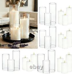 24 Pcs White Pillar Candles and Glass Cylinder Vases Clear Glass Pillar Candle H