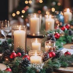 24 Pcs White Pillar Candles and Glass Cylinder Vases Clear Glass Pillar Candle H