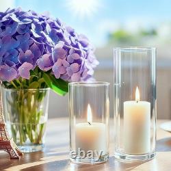 24 Pcs White Pillar Candles and Glass Cylinder Vases Clear Glass Pillar Candle H