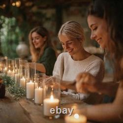 24 Pcs White Pillar Candles and Glass Cylinder Vases Clear Glass Pillar Candle H