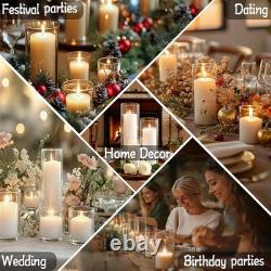 24 Pcs White Pillar Candles and Glass Cylinder Vases Clear Glass Pillar Candle H