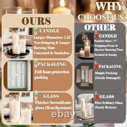 24 Pcs White Pillar Candles and Glass Cylinder Vases Clear Glass Pillar Candle H