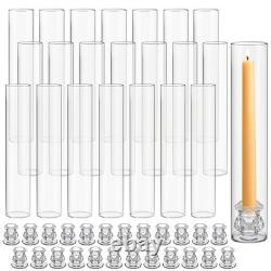 24 Set Christmas Glass Hurricane Candle Holders 12.6 Open Ended Glass Candle