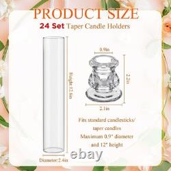 24 Set Christmas Glass Hurricane Candle Holders 12.6 Open Ended Glass Candle
