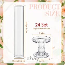 24 Set Glass Hurricane Candle Holders 12.6 Open Ended Glass Candleholder Tub