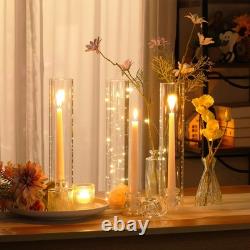 24 Set Glass Hurricane Candle Holders 12.6 Open Ended Glass Candleholder Tub