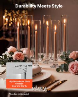 24PCS Glass Taper Candle Holders 12.6in Hurricane Cylinders Wedding Decor