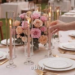24PCS Glass Taper Candle Holders 12.6in Hurricane Cylinders Wedding Decor