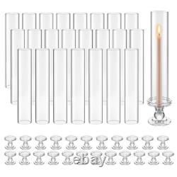 24PCS Glass Taper Candle Holders 12.6in Hurricane Cylinders Wedding Decor