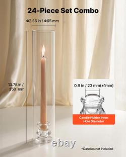 24PCS Hurricane Candle Holders Clear Glass Cylinder Sleeves Wedding Decor