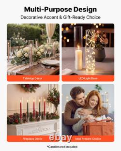 24PCS Hurricane Candle Holders Clear Glass Cylinder Sleeves Wedding Decor