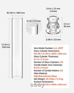 24PCS Hurricane Candle Holders Clear Glass Cylinder Sleeves Wedding Decor