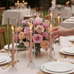 24PCS Hurricane Candle Holders Clear Glass Cylinder Sleeves Wedding Decor