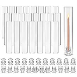 24PCS Hurricane Candle Holders Clear Glass Cylinder Sleeves Wedding Decor