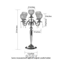 25 Metal Candelabra Crystal Candle Holder Wedding Party Dinner Centerpiece
