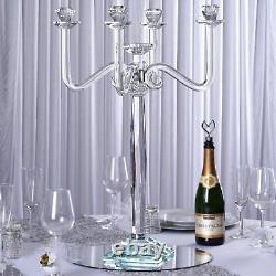 27 CLEAR 4 Arm Crystal Glass CANDELABRA CANDLE HOLDER Wedding Party Supplies