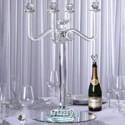 27 Clear 4 Arm Crystal Glass Candelabra Candle Holder Wedding Party Decorations