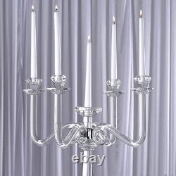 27 Clear 4 Arm Crystal Glass Candelabra Candle Holder Wedding Party Decorations