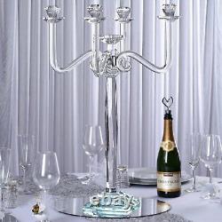 27-Inch Clear 4 Arm Crystal Glass CANDELABRA CANDLE HOLDER Party Home Supplies