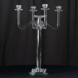 27-Inch Clear 4 Arm Crystal Glass CANDELABRA CANDLE HOLDER Party Home Supplies