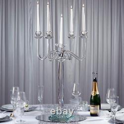 27-Inch Clear 4 Arm Crystal Glass CANDELABRA CANDLE HOLDER Party Home Supplies