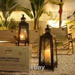 2Pack Extra Large Outdoor Lanterns, 25 Black Flameless Candle Holders Decora