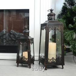2Pack Extra Large Outdoor Lanterns, 25 Black Flameless Candle Holders Decora