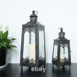 2Pack Extra Large Outdoor Lanterns, 25 Black Flameless Candle Holders Decora