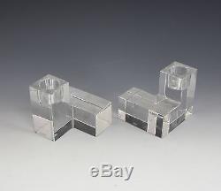 2pc Baccarat Crystal Cube Intangible Modernist Candlesticks, Candle holders 2.5