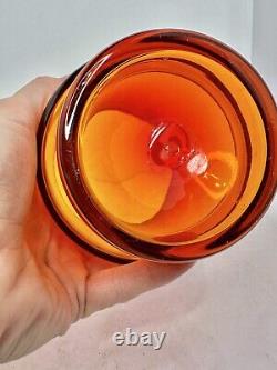 2pc HTF Vintage MCM Blenko Glass 7012s Hurricane Candle Holders Tangerine