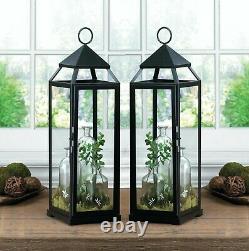 2pcs Black 25 Modern Candle Holder Lantern Lamp Terrace Table Wedding Decor