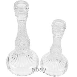 2pcs Glass Candle Holder Candlestick Holder Wedding Ornament Dinner Party