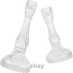 2pcs Glass Candle Holder Candlestick Holder Wedding Ornament Dinner Party