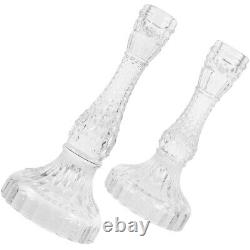 2pcs Glass Candle Holder Candlestick Holder Wedding Ornament Dinner Party