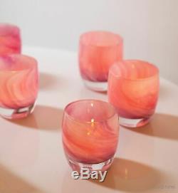 2x Glassybaby Cloud Nine Votive Candle Holder with name sticker