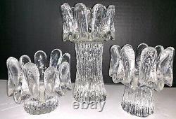 3 Kosta Boda Sunflower Glass Candle Holders Göran Wärff Sweden Mid Century MCM