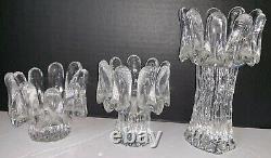 3 Kosta Boda Sunflower Glass Candle Holders Göran Wärff Sweden Mid Century MCM