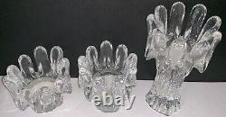 3 Kosta Boda Sunflower Glass Candle Holders Göran Wärff Sweden Mid Century MCM